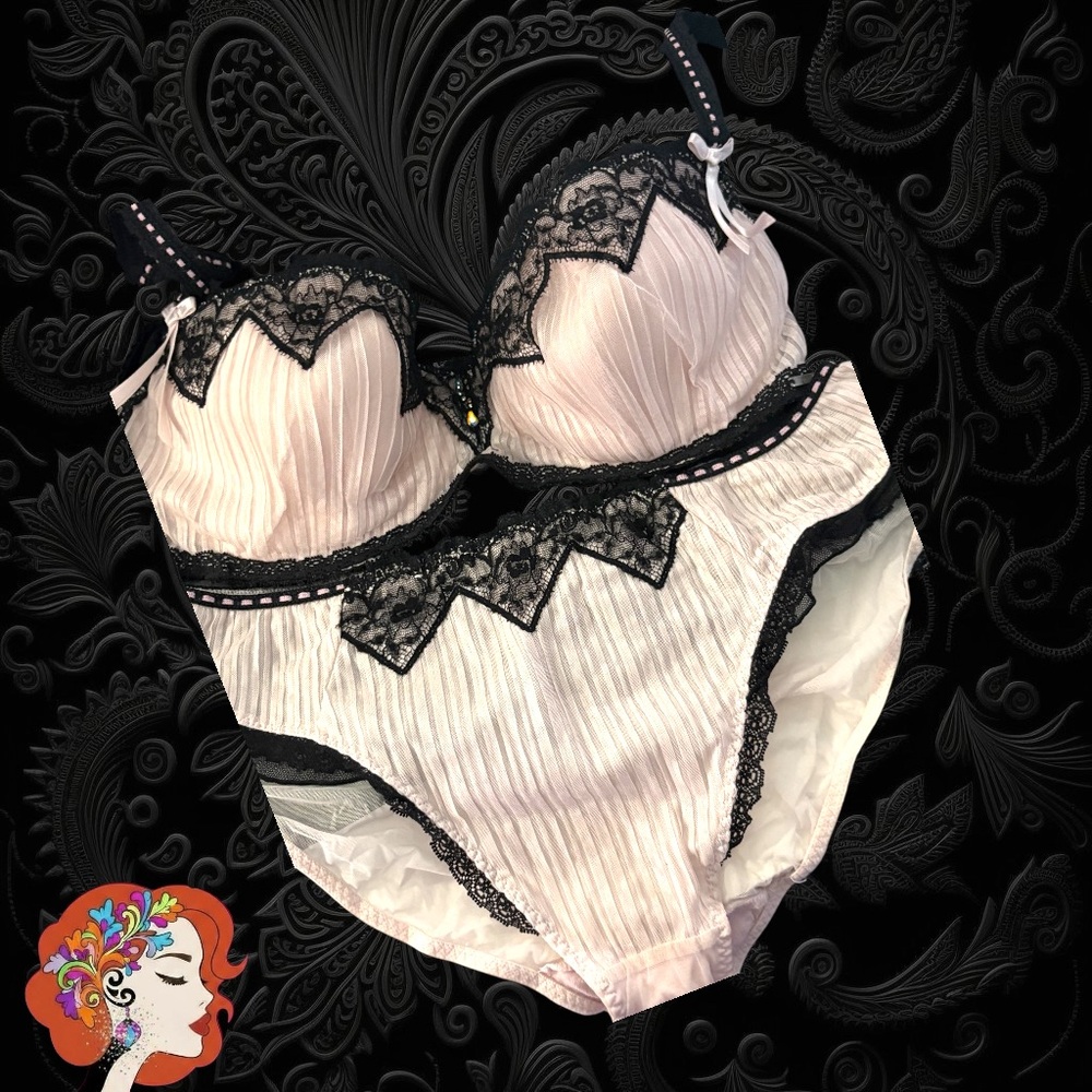 Blush Pink Lace-Trim Bra & Brief Set